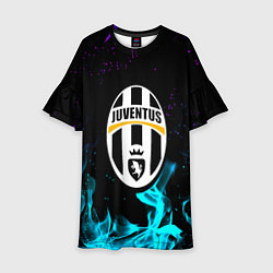 Платье клеш для девочки Ювентус неоновый огонь, цвет: 3D-принт