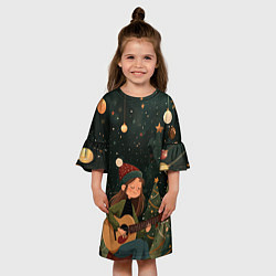 Платье клеш для девочки Новогодняя гитаристка, цвет: 3D-принт — фото 2
