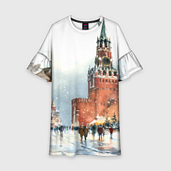Платье клеш для девочки Новогодний Кремль, цвет: 3D-принт