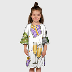 Платье клеш для девочки Новогодний вайб, цвет: 3D-принт — фото 2