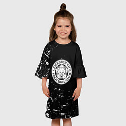 Платье клеш для девочки Лестер сити краски белые, цвет: 3D-принт — фото 2