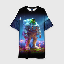 Платье клеш для девочки Шрек бравый космонавт - неоновое свечение, цвет: 3D-принт