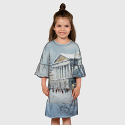 Платье клеш для девочки Зимний Питер красками, цвет: 3D-принт — фото 2