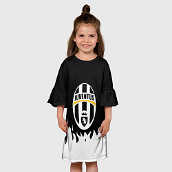 Платье клеш для девочки Ювентус белый огонь текстура, цвет: 3D-принт — фото 2
