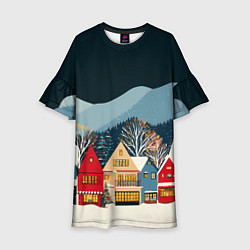 Детское платье Новогодний городок в горах