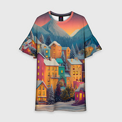 Детское платье Новогодний город в горах