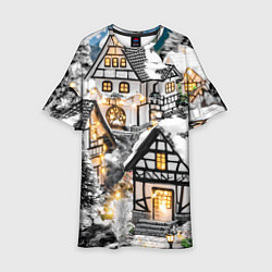 Детское платье Объемные новогодние дома