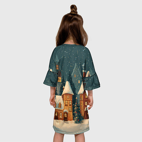 Детское платье Сказочный Новогодний городок / 3D-принт – фото 4