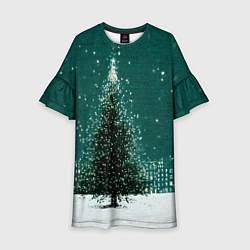 Детское платье Новый год в зеленом стиле