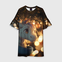 Детское платье Лошадка под новогодней елкой