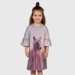 Платье клеш для девочки Лошадка в худи, цвет: 3D-принт — фото 2