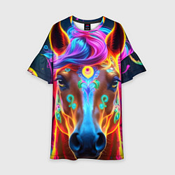 Детское платье Неоновая огненная лошадь