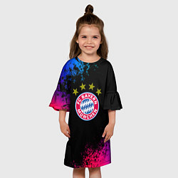 Платье клеш для девочки Бавария Мюнхен краски неон градиент, цвет: 3D-принт — фото 2