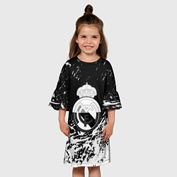 Платье клеш для девочки Реал Мадрид краски текстура, цвет: 3D-принт — фото 2