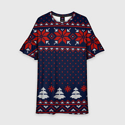 Детское платье Новогодний вязаный узор