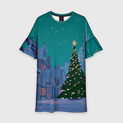 Детское платье Зеленая новогодняя елка во вдоре