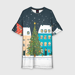 Детское платье Новогодний снежный город