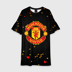 Платье клеш для девочки Манчестер Юнайтед пиксели, цвет: 3D-принт