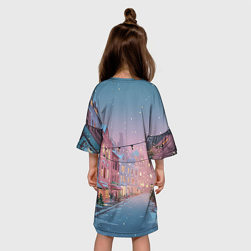 Детское платье Новогодняя улица / 3D-принт – фото 4