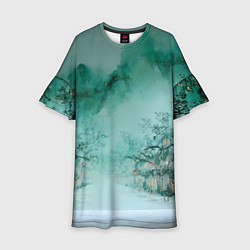 Детское платье Новогодняя туманная улица