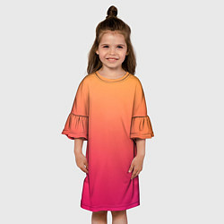 Платье клеш для девочки Color orange pink, цвет: 3D-принт — фото 2
