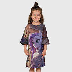 Платье клеш для девочки Анимешная лошадка - Новый год, цвет: 3D-принт — фото 2
