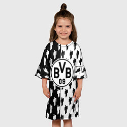 Платье клеш для девочки Borussia черно белые люди, цвет: 3D-принт — фото 2
