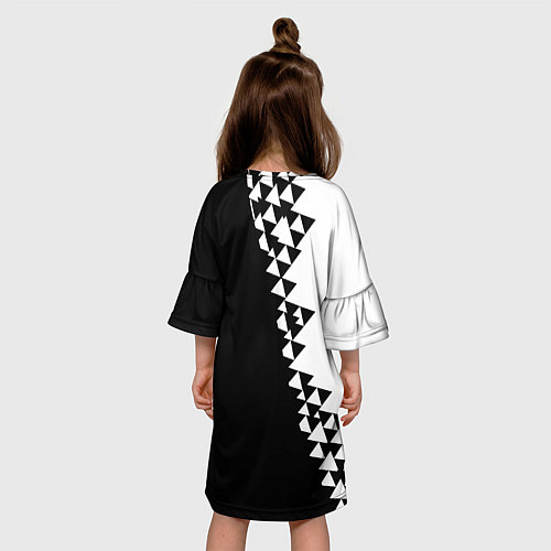 Детское платье Juventus черно белая геометрия текстура / 3D-принт – фото 4