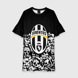 Детское платье Ювентус черно белые черепа