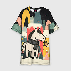 Детское платье С наступающем лошадка со звездочкой