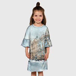 Платье клеш для девочки Снежный день в Санкт-Петербурге, цвет: 3D-принт — фото 2
