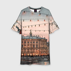 Платье клеш для девочки Новогодний зимний Питер, цвет: 3D-принт