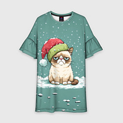 Детское платье Недовольный новогодний котик