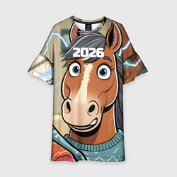 Платье клеш для девочки А вот и 2026 год, цвет: 3D-принт