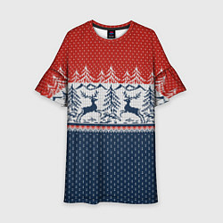 Детское платье Вязаный узор с оленями