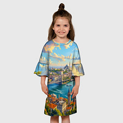 Платье клеш для девочки Сплетение эпох над Босфором, цвет: 3D-принт — фото 2