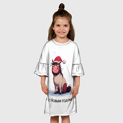 Платье клеш для девочки Недовольная лошадка на белом, цвет: 3D-принт — фото 2