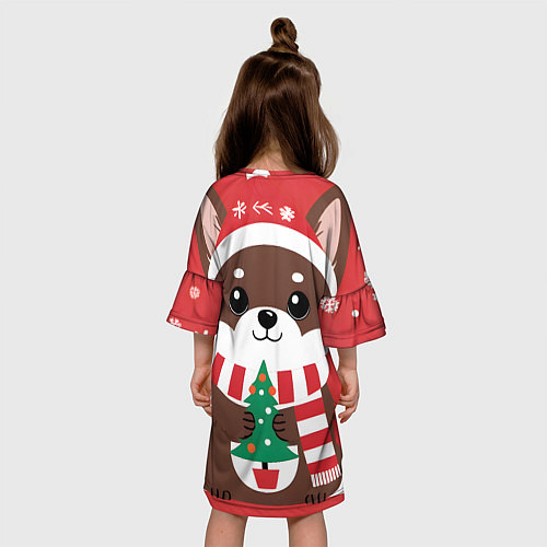 Детское платье Новогодний пес с елочкой / 3D-принт – фото 4