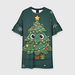 Детское платье Новогодняя елочка с огоньками