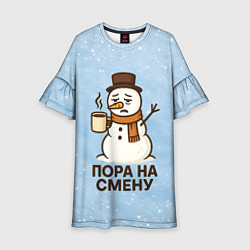 Детское платье Грустный снеговик - пора на смену
