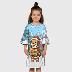 Платье клеш для девочки Я был хорошим мальчиком весь год - собачка, цвет: 3D-принт — фото 2