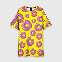 Платье клеш для девочки Пончики Гомера, цвет: 3D-принт