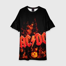 Платье клеш для девочки AC/DC Flame, цвет: 3D-принт