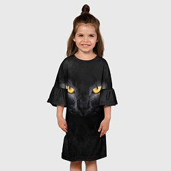 Платье клеш для девочки Черная кошка, цвет: 3D-принт — фото 2