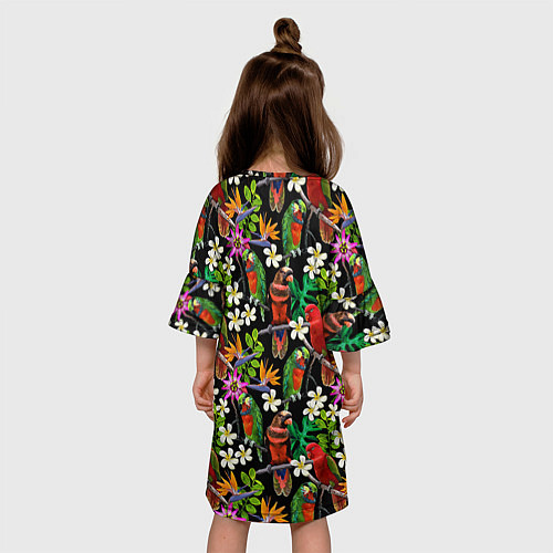 Детское платье Попугаи в цветах / 3D-принт – фото 4