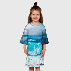 Платье клеш для девочки Волны, цвет: 3D-принт — фото 2
