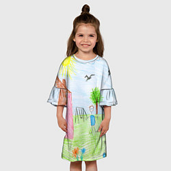 Платье клеш для девочки Детские рисунки, цвет: 3D-принт — фото 2