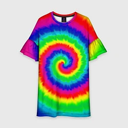 Платье клеш для девочки Tie dye, цвет: 3D-принт