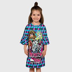 Платье клеш для девочки Monster High, цвет: 3D-принт — фото 2