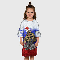 Платье клеш для девочки Новогодний медведь РФ, цвет: 3D-принт — фото 2